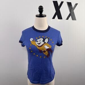 Vintage Junk Food Mighty Mouse Blue Ringer Tee Baby T Shirt 90s Deadstock S M